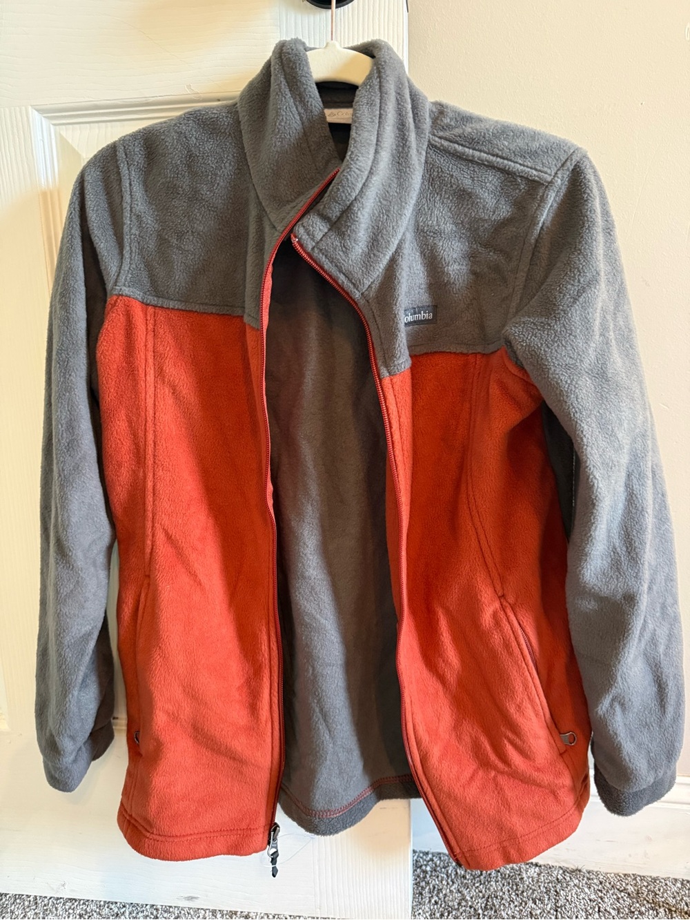 Boys Columbia Gray and Orange Fleece Zip Jacket